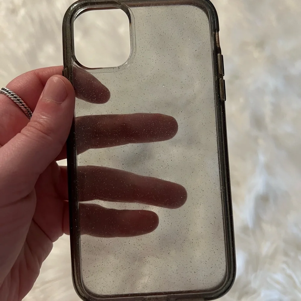 Iphone 11 pro lifeproof phone case sheer black with silver sparkles